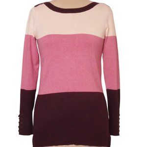 Ricki's Three Tone  Pink / Burgundy/ Peach, boat neck Rayon blend sweate…